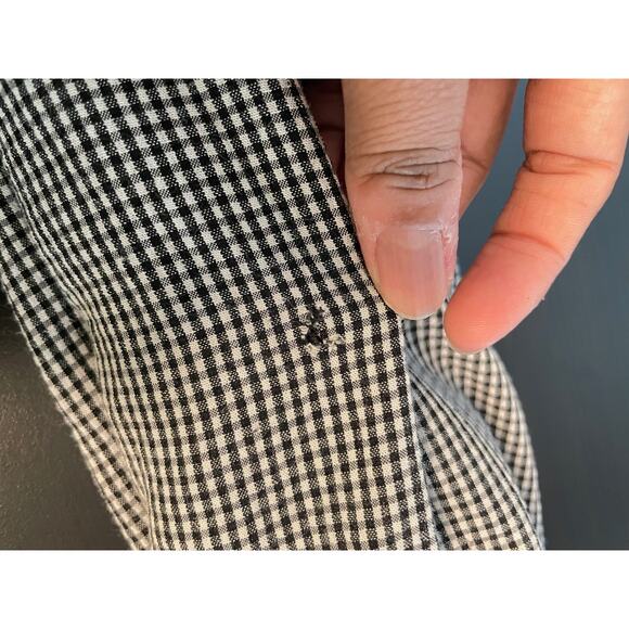 Vintage Womens Midi Dress Size 8 Black Gingham Prairie Cottagecore Academia FLAW - Picture 7 of 9